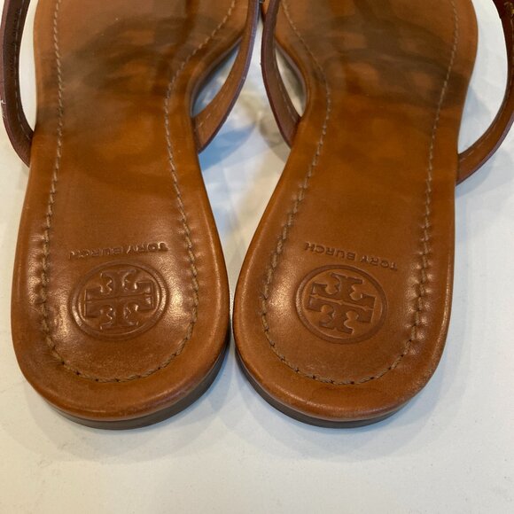 Tory Burch Miller Thong Sandal Vintage Vachetta Leather Size 9 - Picture 3 of 10
